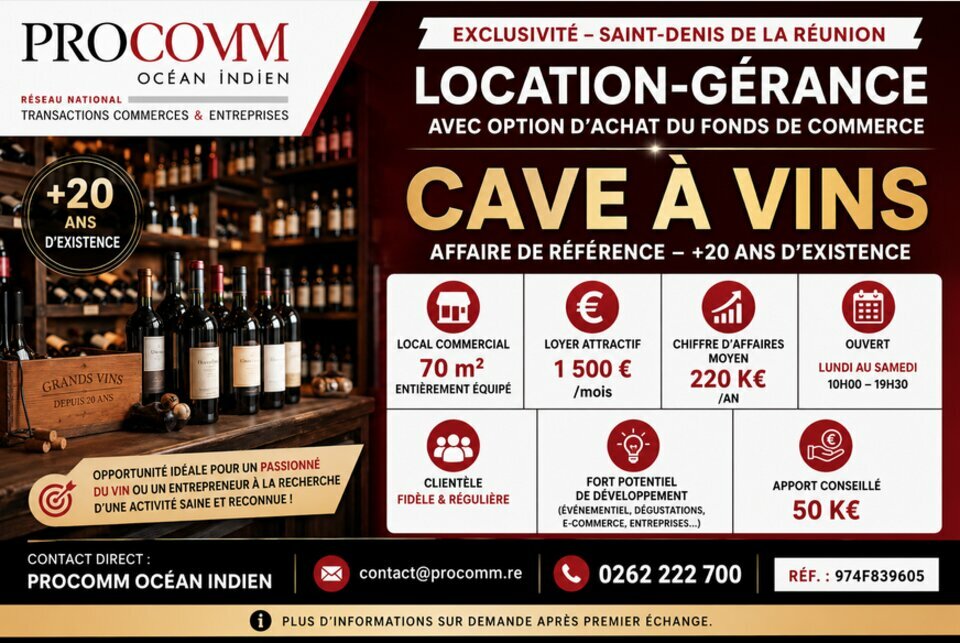 PROCOMM OCEAN INDIEN VENTE-FONDS DE COMMERCE-SAINT-DENIS-97
