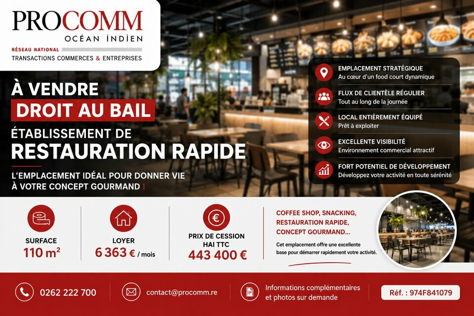 PROCOMM OCEAN INDIEN VENTE-FONDS DE COMMERCE-SAINTE_CLOTILDE-97