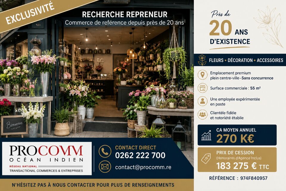 PROCOMM OCEAN INDIEN VENTE-FONDS DE COMMERCE-L'ETANG-SALE-97