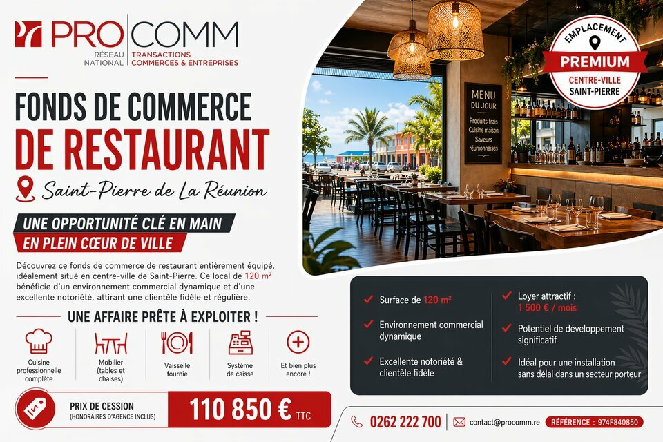PROCOMM OCEAN INDIEN VENTE-FONDS DE COMMERCE-SAINT-PIERRE-97