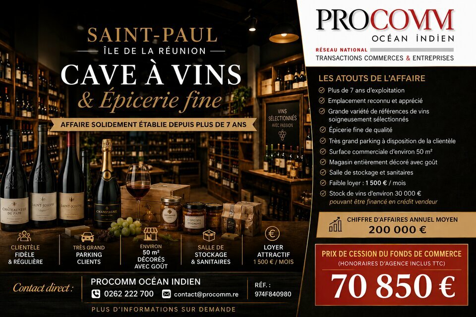 PROCOMM OCEAN INDIEN VENTE-FONDS DE COMMERCE-SAINT-PAUL-97