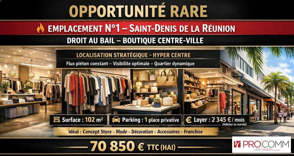 PROCOM OCEAN INDIEN CESSION-LOCAL COMMERCIAL-SAINT-DENIS-97