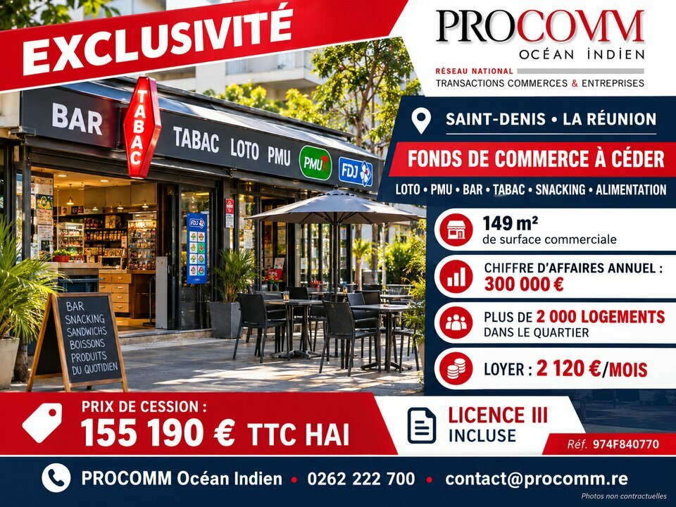 PROCOMM OCEAN INDIEN VENTE-FONDS DE COMMERCE-SAINT-DENIS-97
