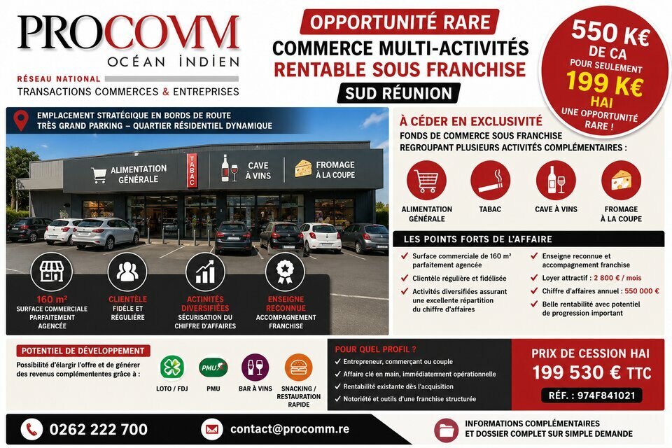 PROCOMM OCEAN INDIEN VENTE-FONDS DE COMMERCE-SAINT-PIERRE-97
