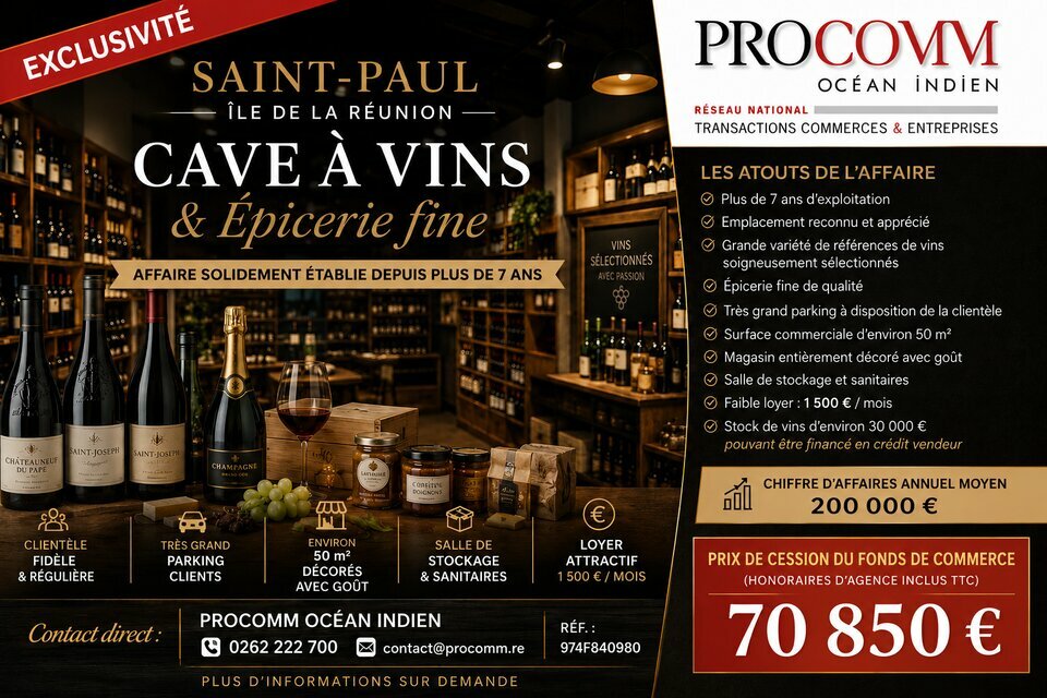 PROCOMM OCEAN INDIEN VENTE-FONDS DE COMMERCE-SAINT-PAUL-97