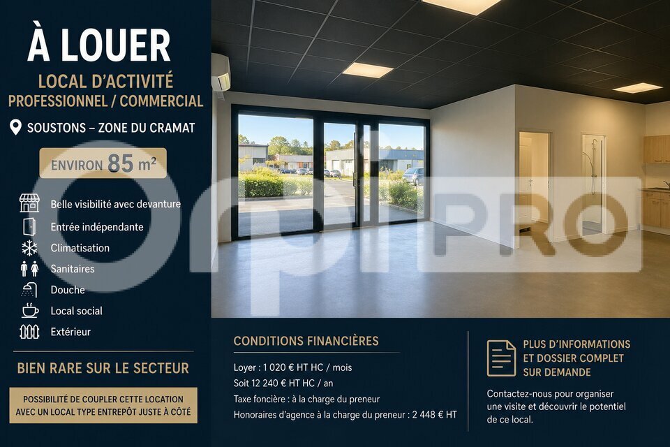 ORPI TYROSSE IMMOBILIER PRO-PCI LOCATION-LOCAL D'ACTIVITE-SOUSTONS-40