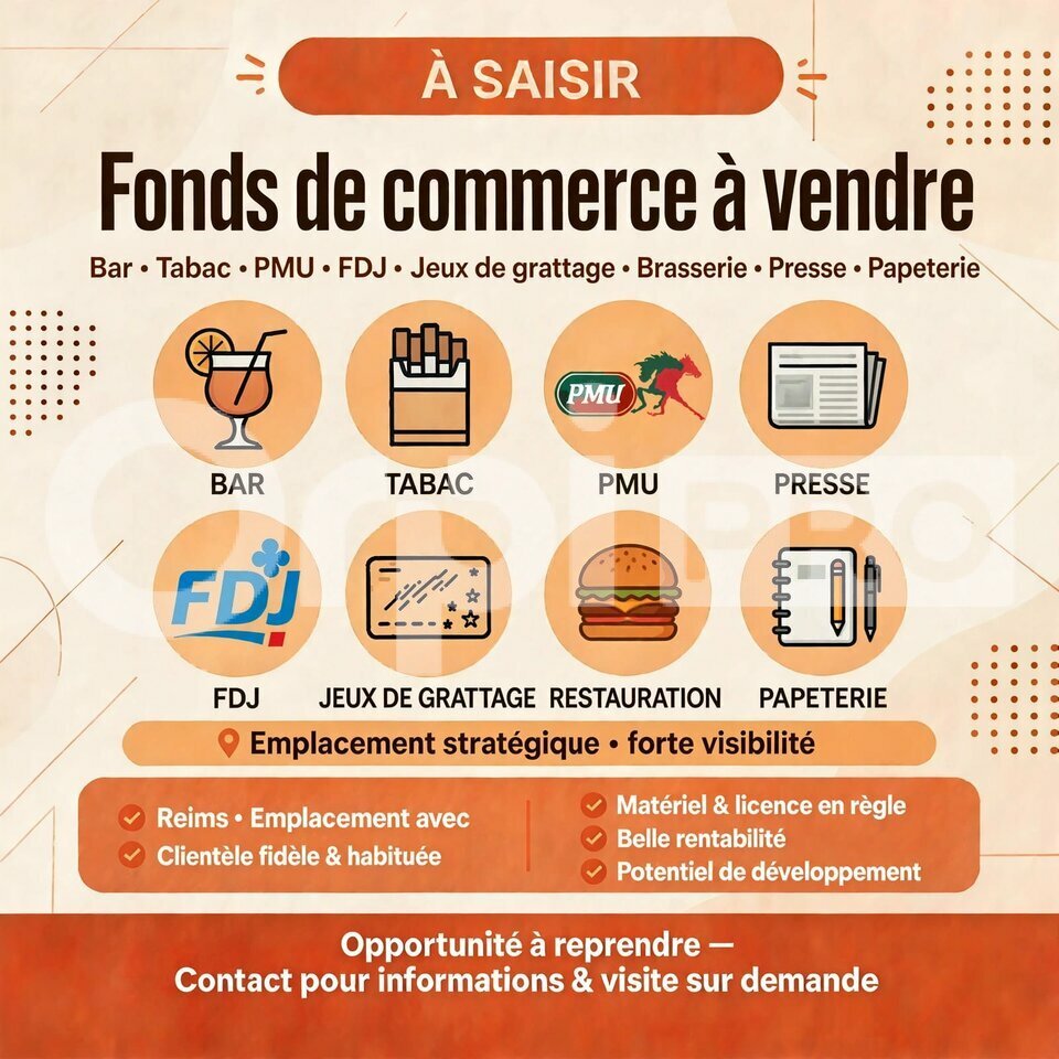 ORPI SARL COMPTOIR IMMOBILIER CHAMPENOIS VENTE-FONDS DE COMMERCE-REIMS-51
