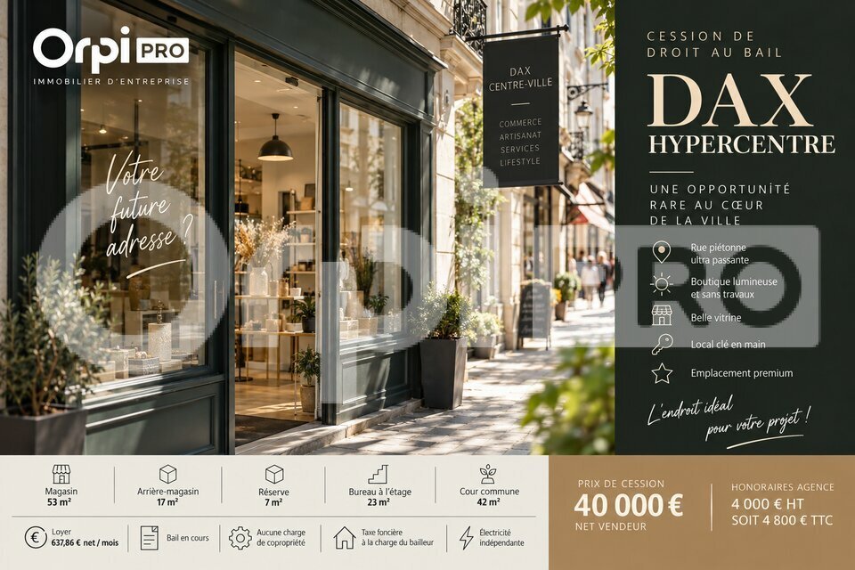 ORPI TYROSSE IMMOBILIER PRO-PCI CESSION-LOCAL COMMERCIAL-DAX-40