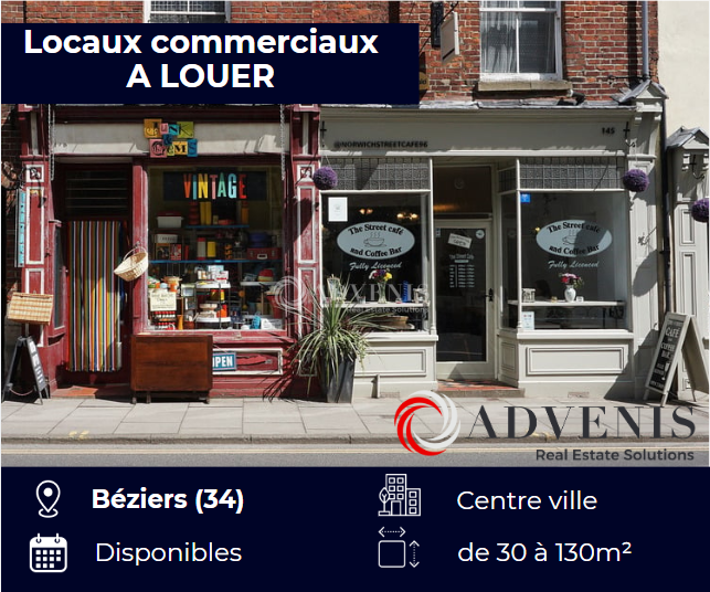 ADVENIS CONSEIL NARBONNE LOCATION-LOCAL COMMERCIAL-BEZIERS-34